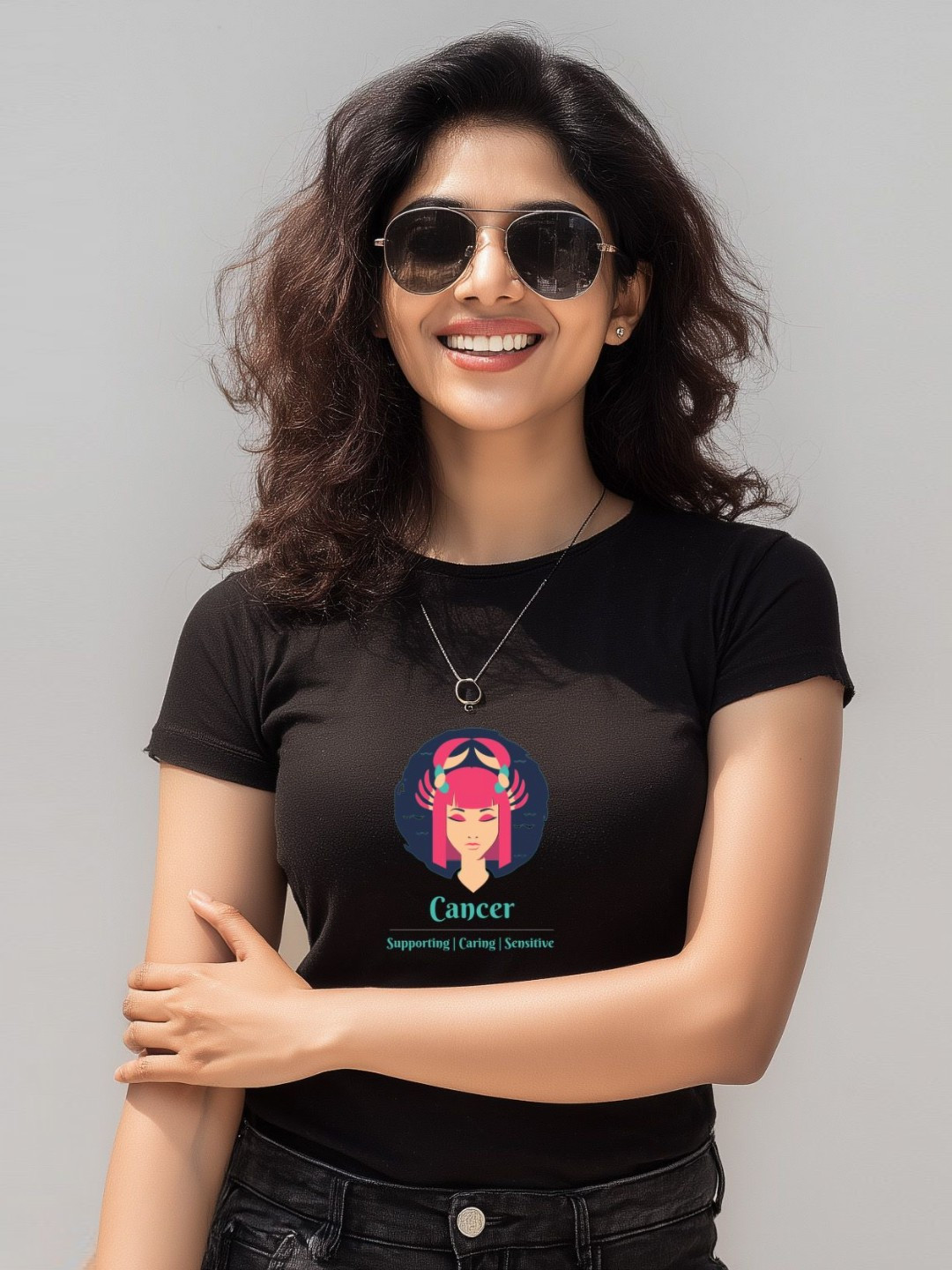 Storeily Cancer Graphic Printed Round Neck T-shirt