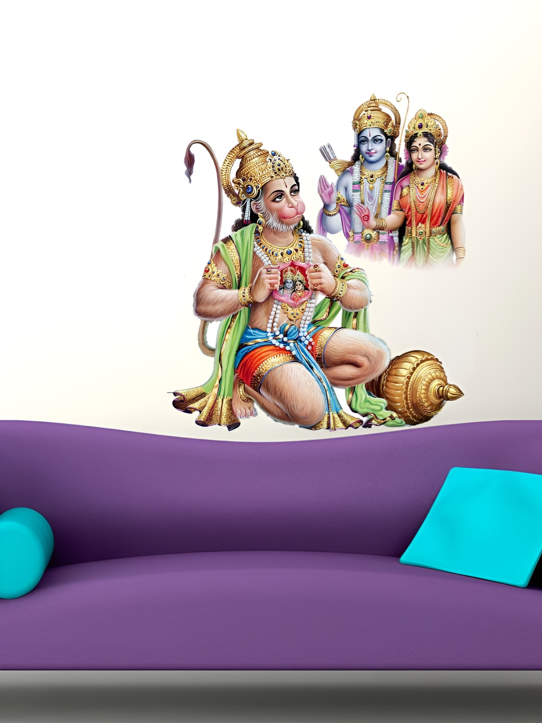 Decor Villa Multicolor Hanumanji Wall Sticker