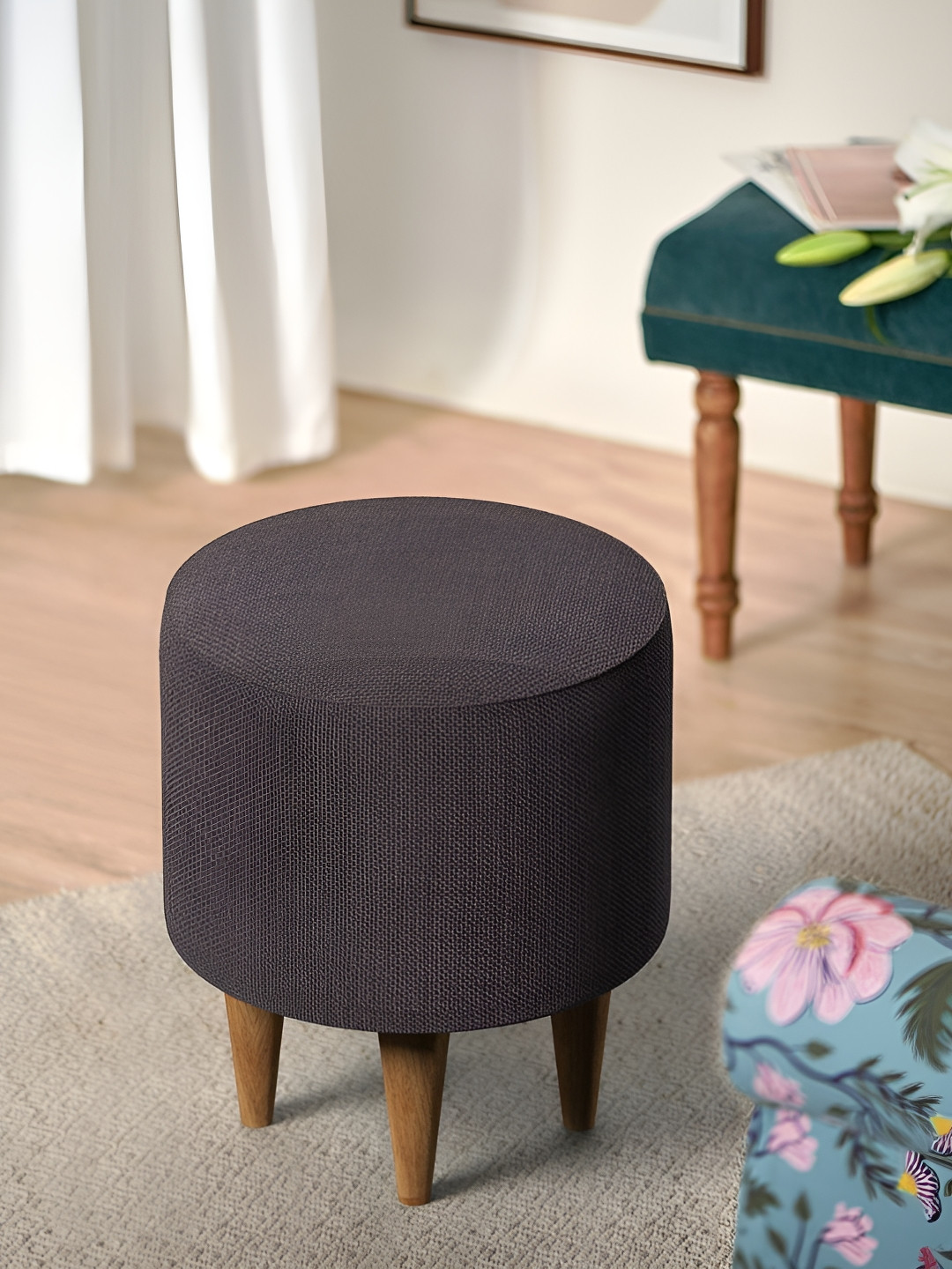 Chumbak French Pouffe Brown Coal