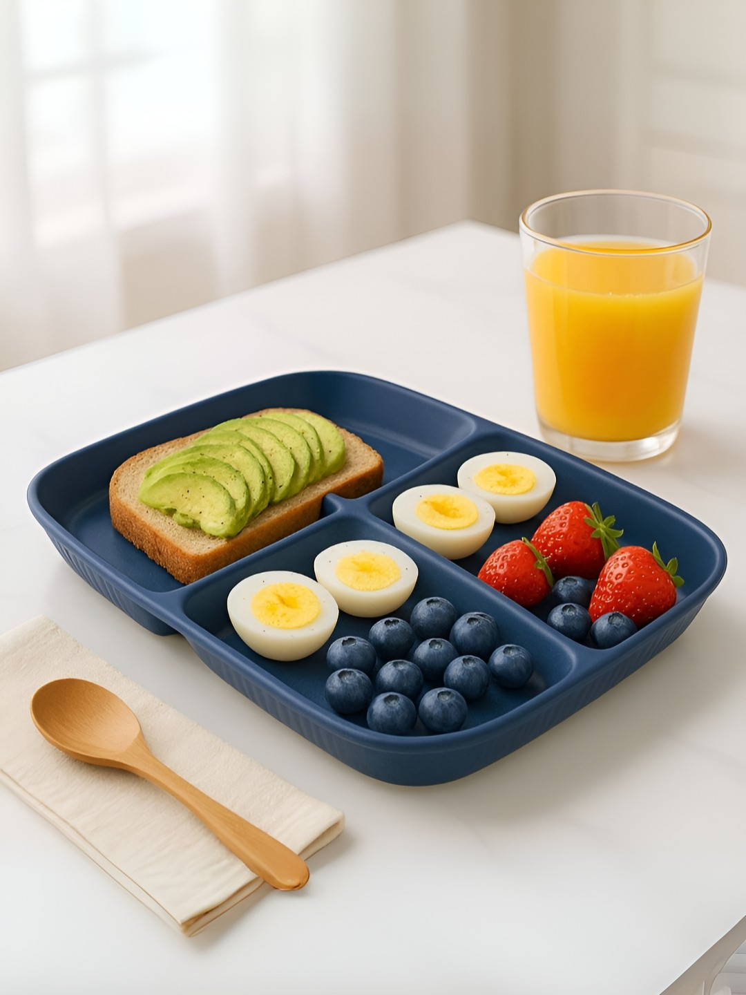 Myntra Elegant Homes Navy Blue 2 Pieces Wheat Straw Dinner Plates