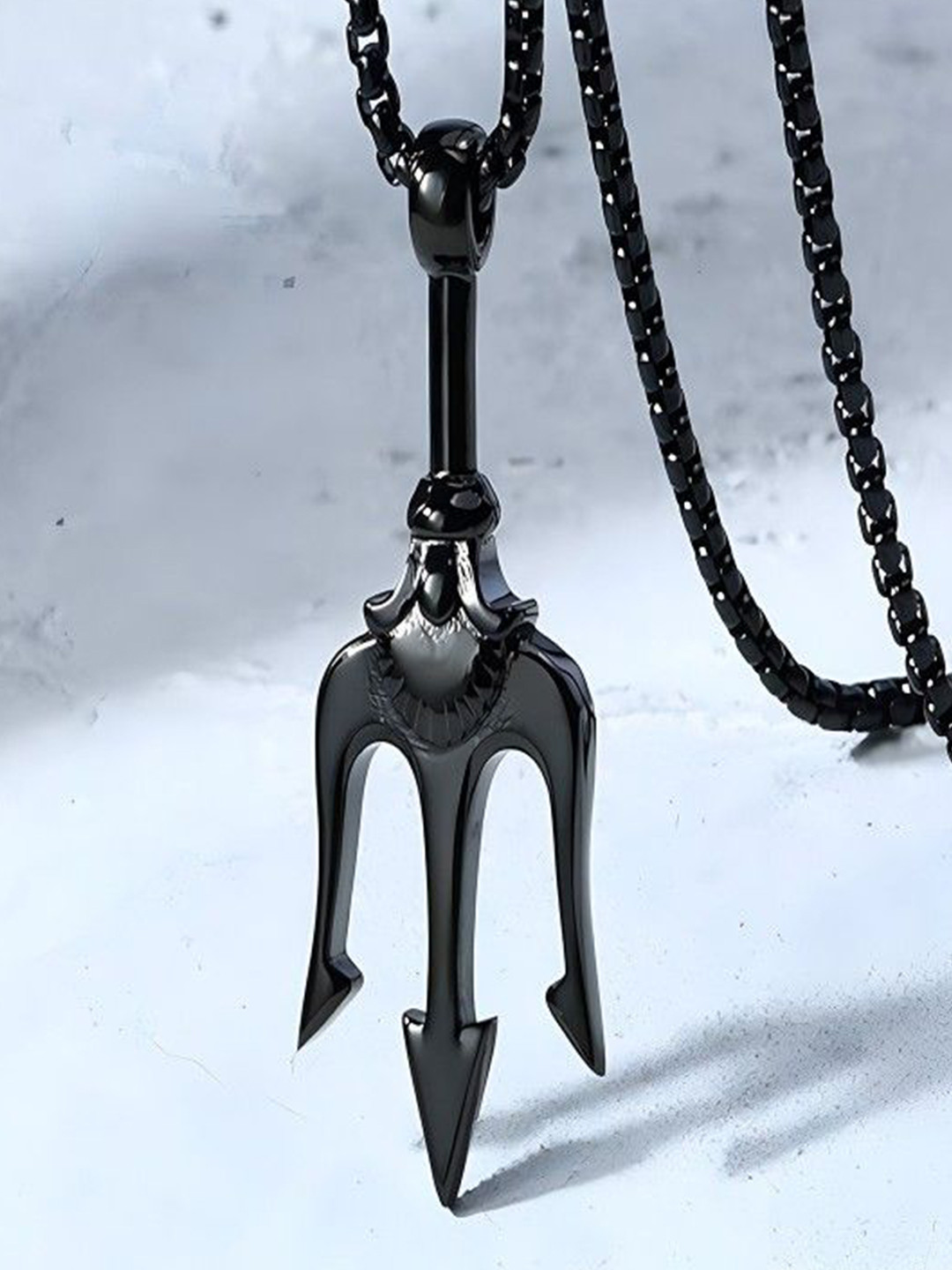 AGARWALPRODUCT Men Stainless Steel Trident Pendant With Chain