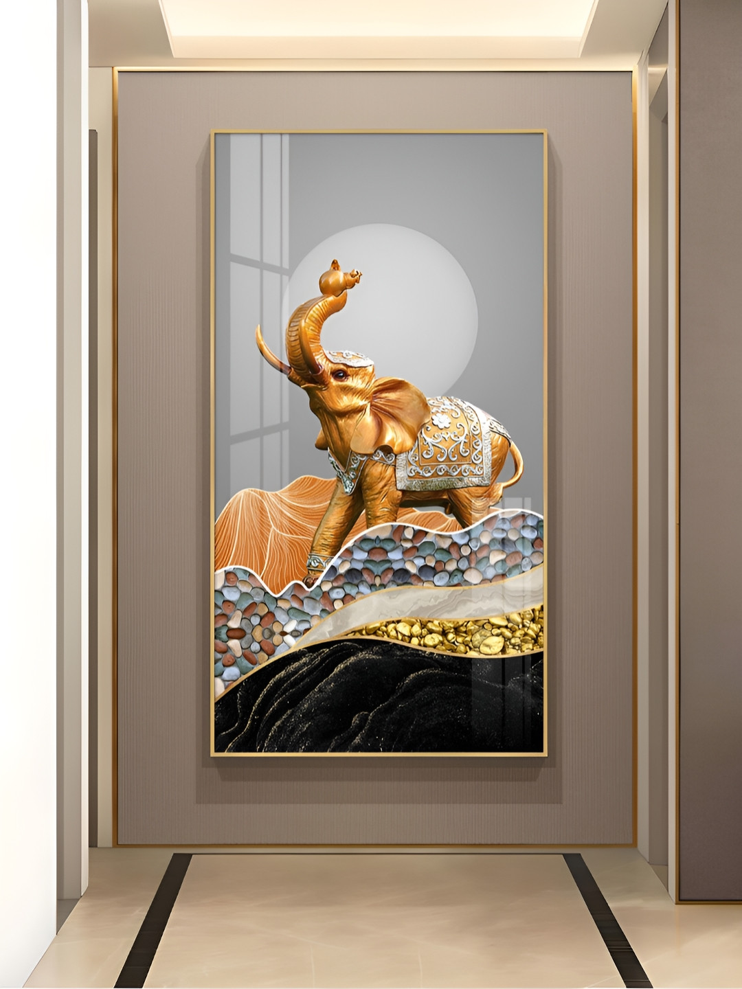 THE NEXT DECOR Elephant Figurine Plastic Natural Elements Glossy Hall Wall Hangings-24In