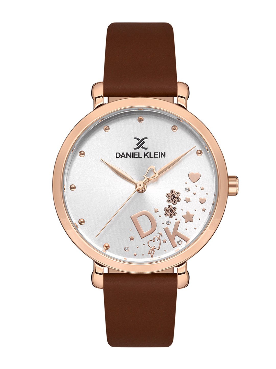 Daniel Klein Women Pink Embellished Dial & Black Leather Straps Analogue Watch DK 1 13152-3