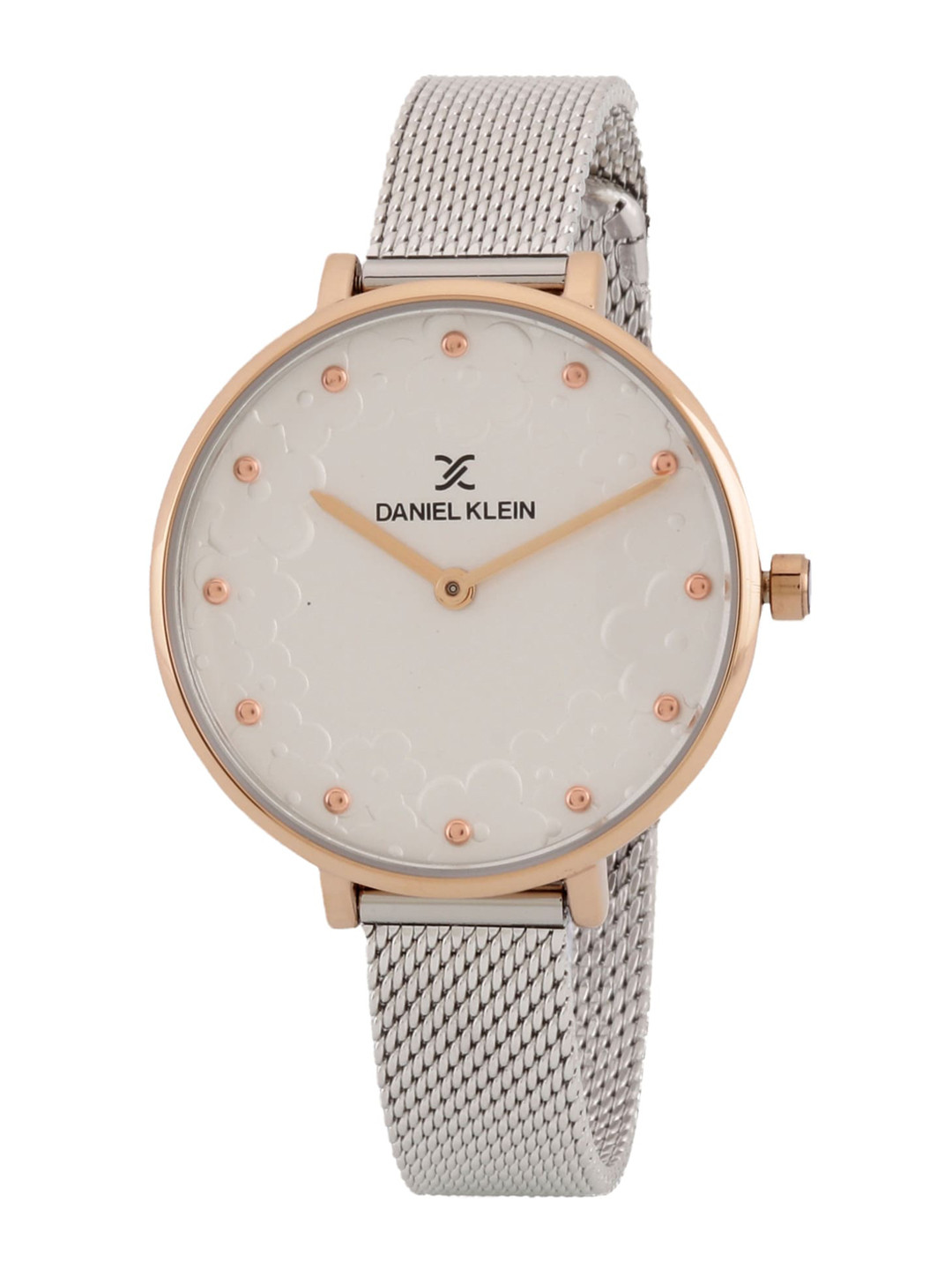 Daniel Klein Women Silver Textured Dial & Silver Bracelet Style Straps Analogue Watch