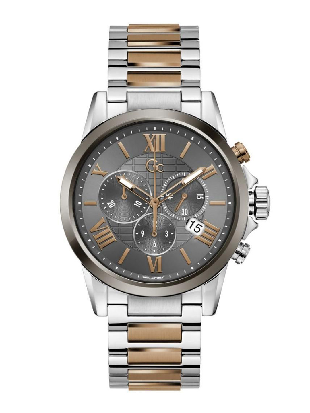 GC Men Brass Dial & Stainless Steel Bracelet Style Straps Analogue Watch Y08015G5MM