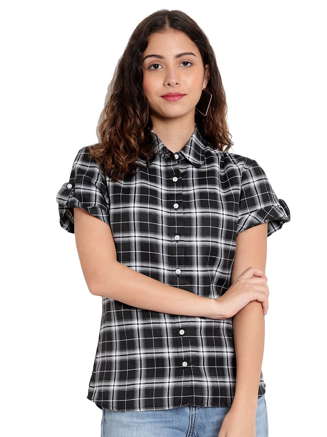 High Skyzz Slim Fit Tartan Checked Cotton Casual Shirt