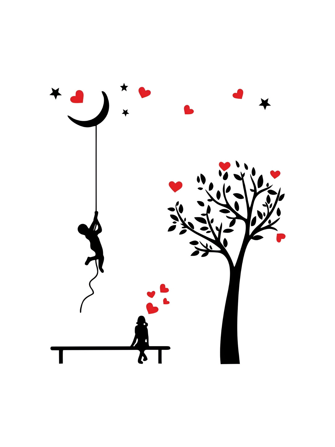 Decor Villa Multicolor Couple And Trees Wall Sticker