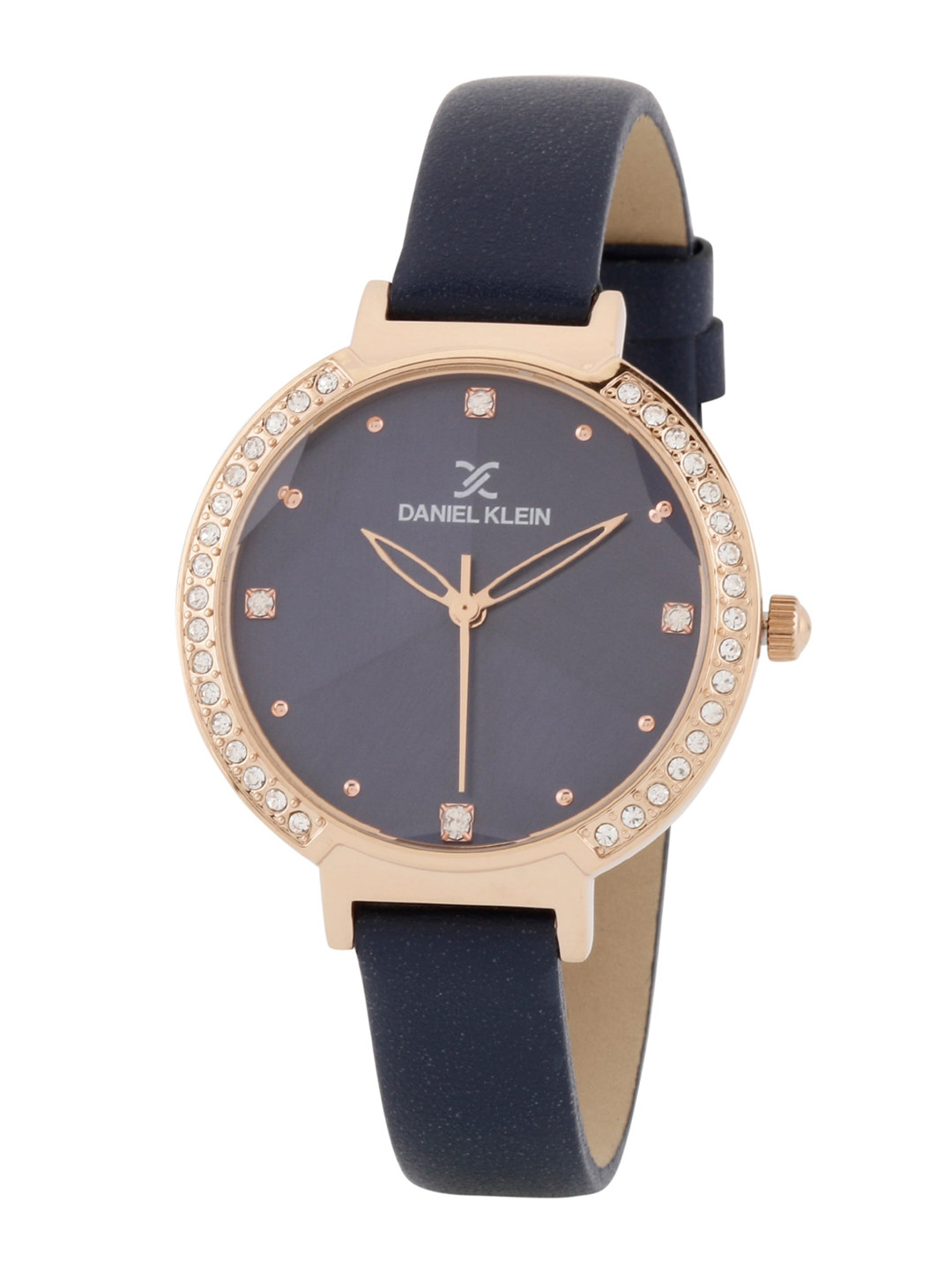 Daniel Klein Women Blue Embellished Dial & Leather Straps Analogue Watch DK.1.12847-4