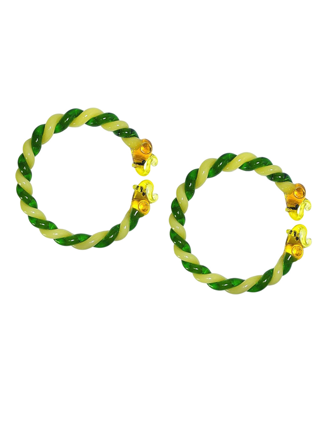 HALLO Set Of 2 Lamp Twist Lahariya Elephant Head Glass Bangle