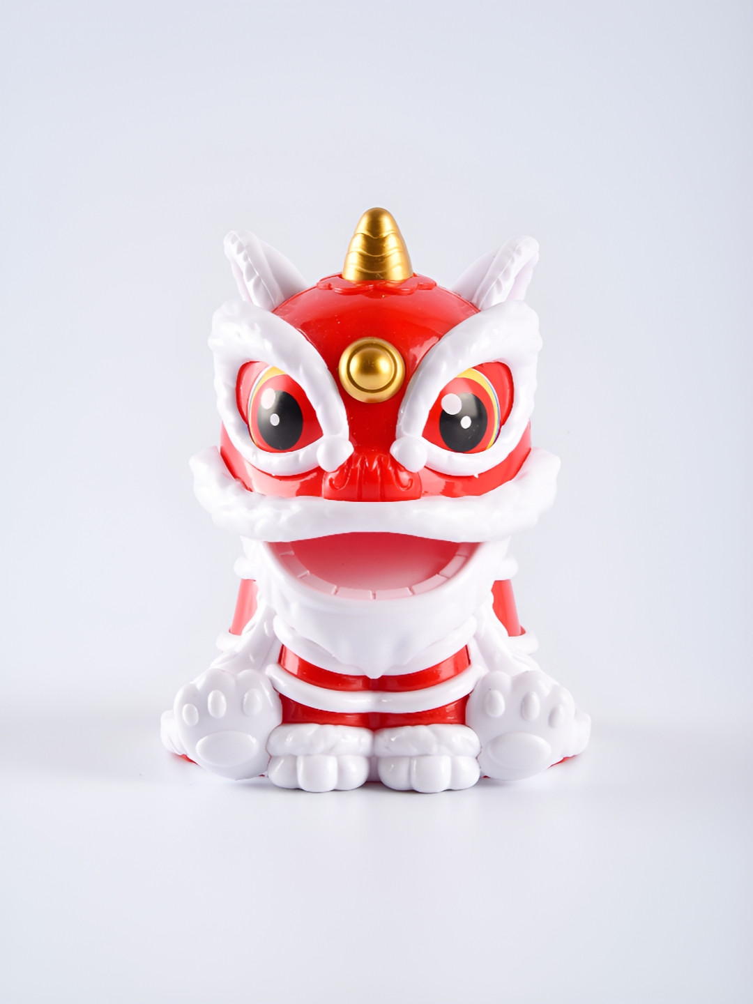 COMICSENSE Chinese Lion Red Plastic Glossy Living Room Medium Showpiece - 3.3 Inches