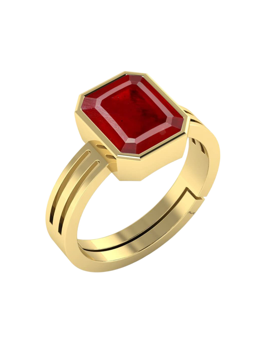 RRVGEM Ruby Gemstone Gold Plated 9.25 Ratti 9.00 KT Adjustable Finger Ring