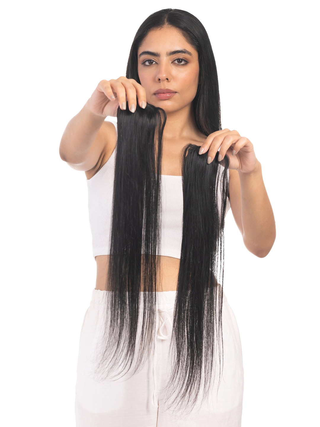 HAIRJOY Clip-In Side Patches Hair Extensions - Natural Black - 22 Inch