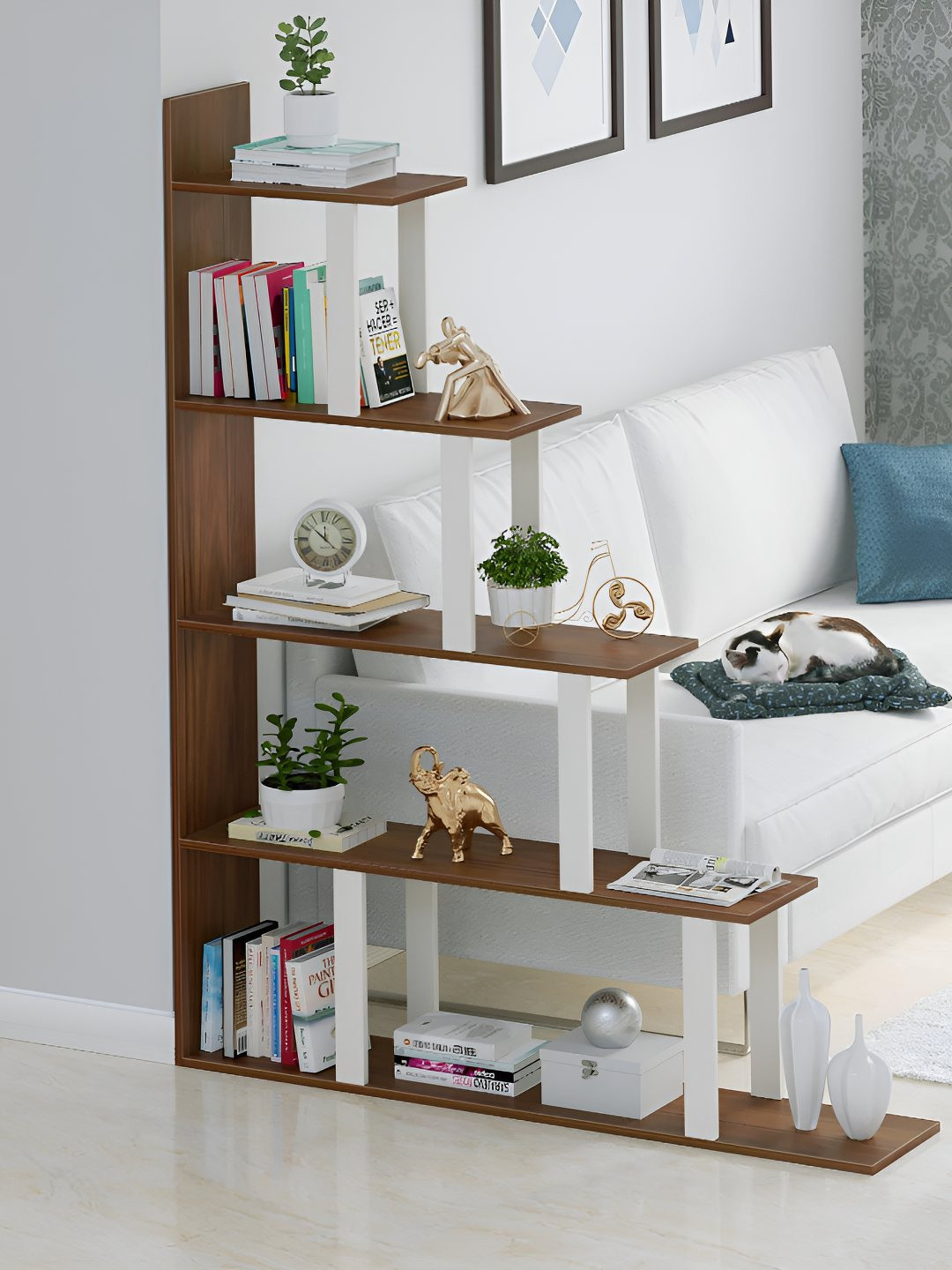 bluewud Brown 5 Tier BookShelf