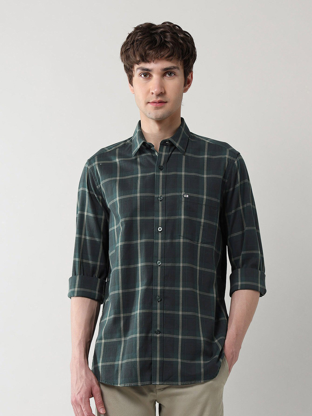 Arrow Sport Men Classic Fit Grid Tattersall Checked Dobby Cotton Casual Shirt