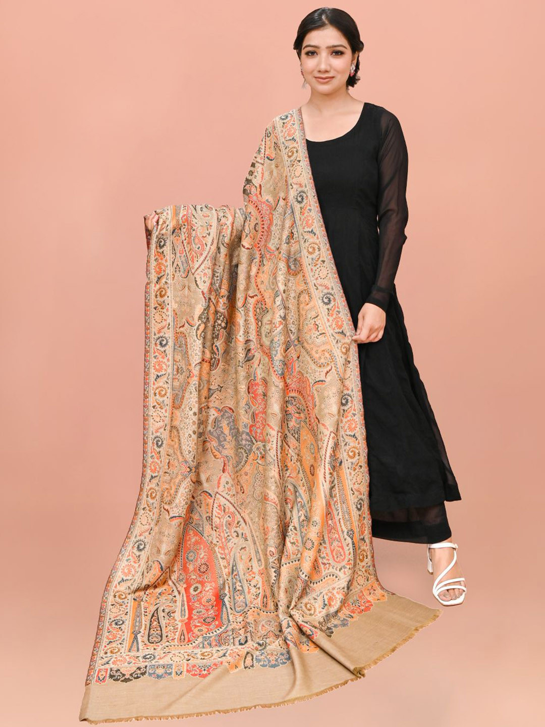 Kala Maison Women Traditional Paisley Kaani Woven Design Shawl