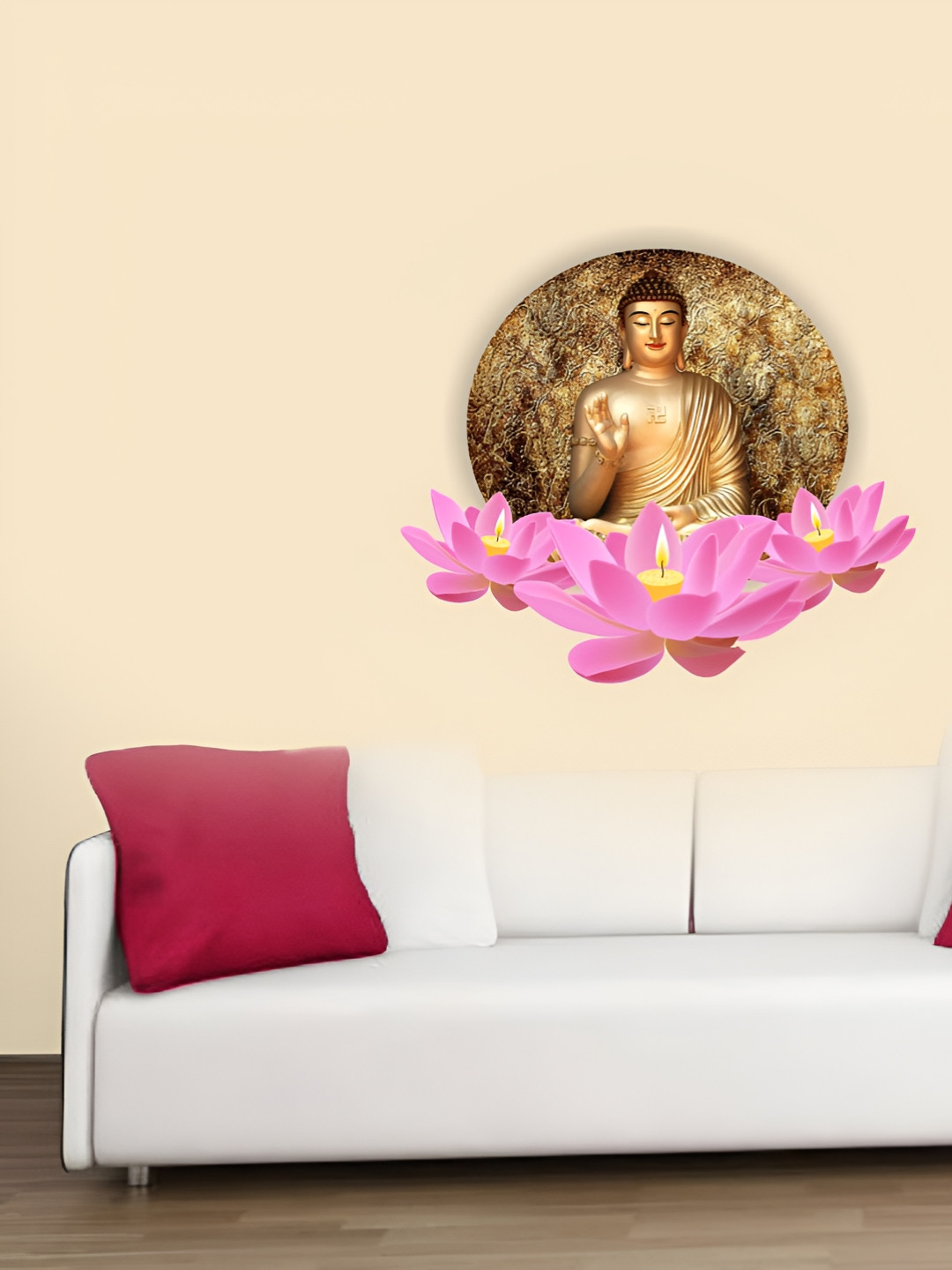 Decor Villa Multicolour BUDDHA WITH LOTUS Wall Sticker