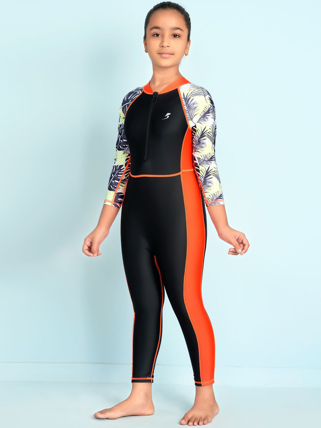 Aarika Girls Printed Sports Wear Round Neck Legsuit With Goggle