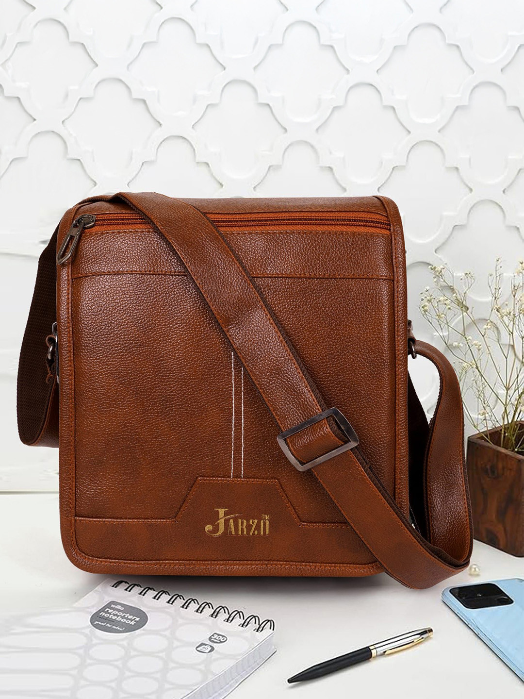 Jarzo Unisex Textured Crossbody Leather Sling Bag