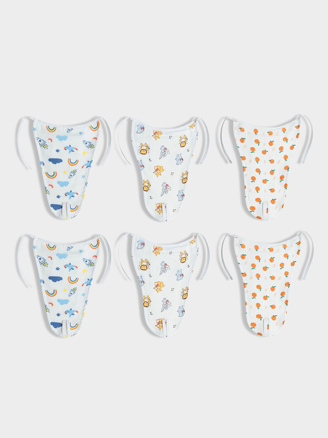 Orange Sugar Set Of 6 Muslin Cotton Printed Nappies