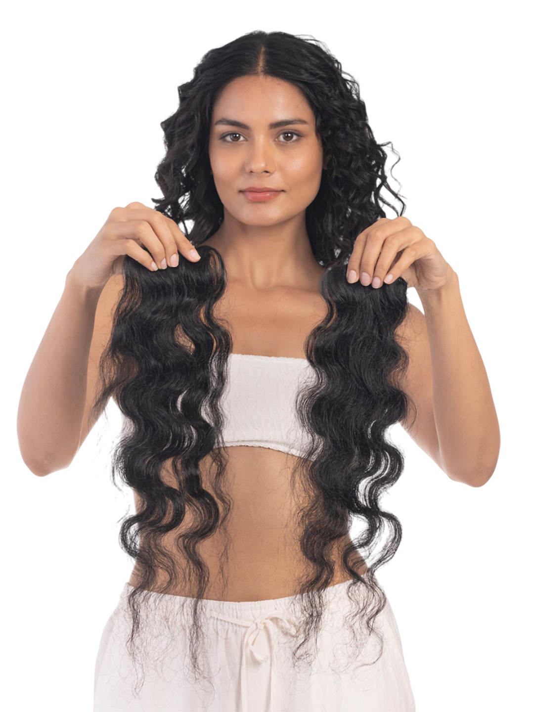 HAIRJOY Natural Black 2 Clip Curly Side Patches Extensions Instant Volume Boost 20 Inches