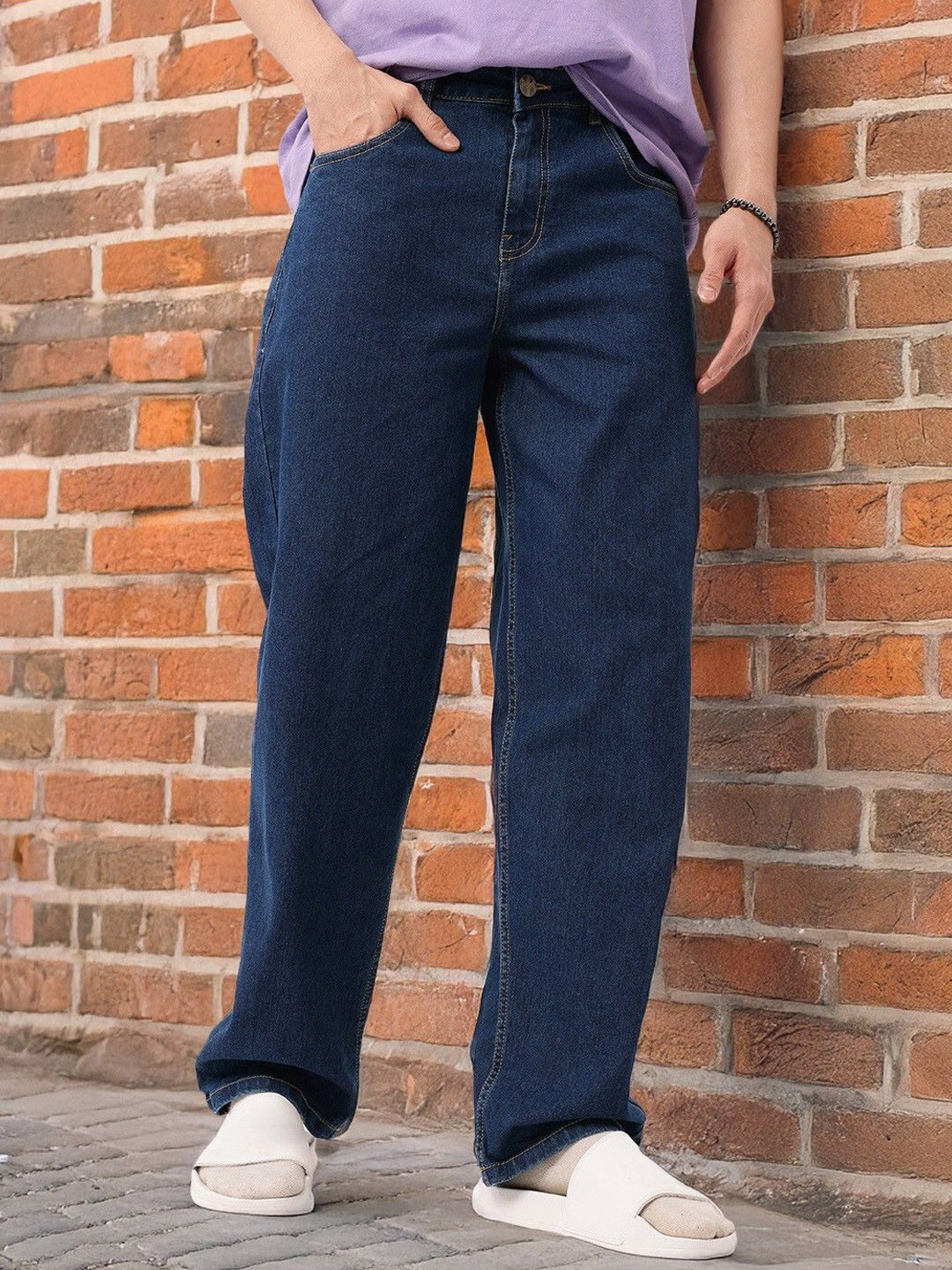 FUDE PRIDE Men Baggy Mid-Rise Stretchable Jeans