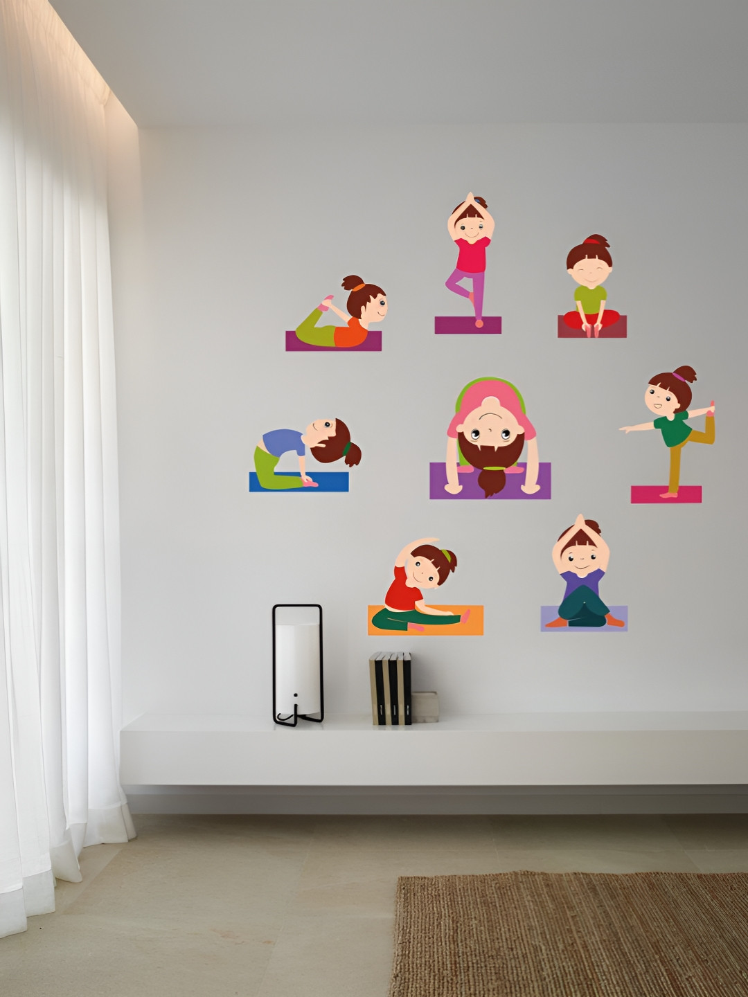 Decor Villa Multicolor Kids Yoga Postivie Wall Sticker