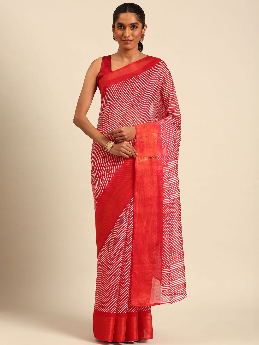 HERE&NOW Leheriya Bandhani Saree