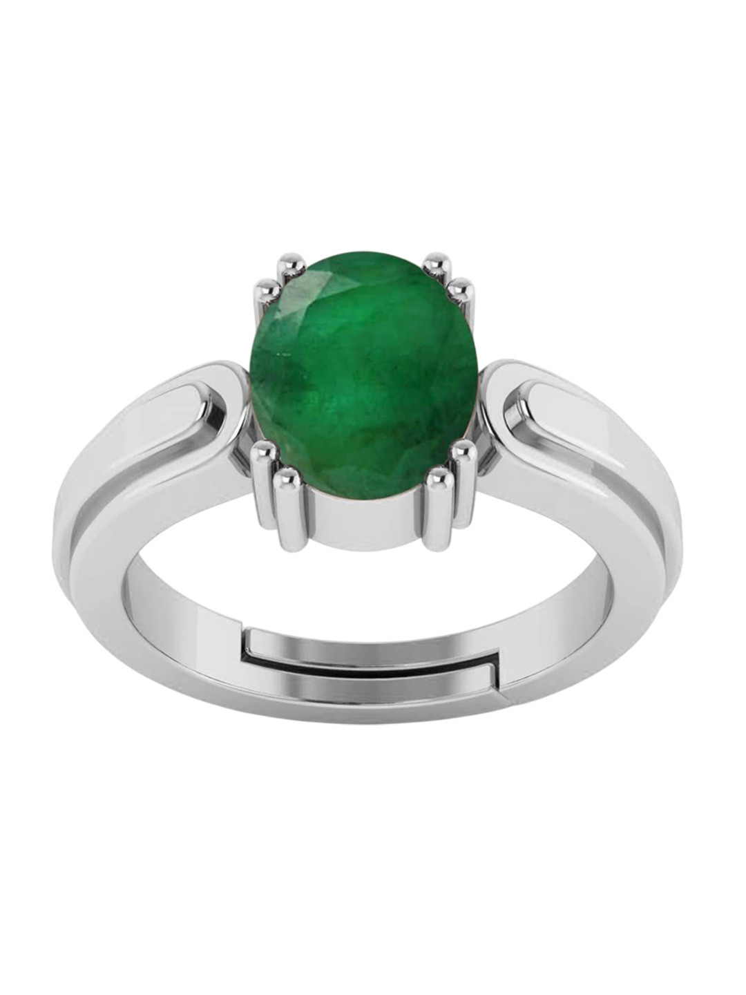 RRVGEM Emerald 8.00 KT 8.30 KT Silver Plated Finger Ring