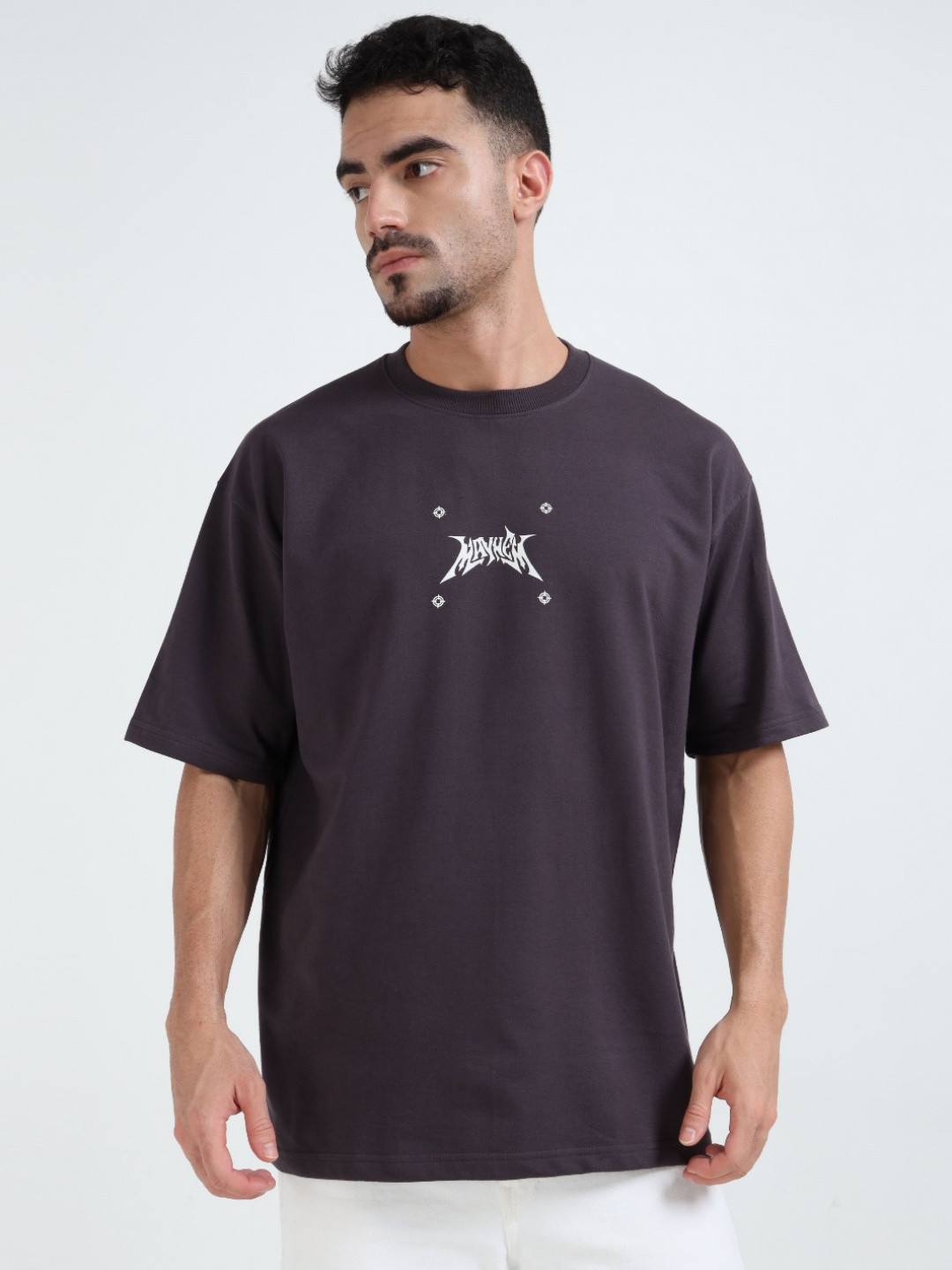 RHINO CULT Men Other Printed Raw Edge Oversized T-shirt