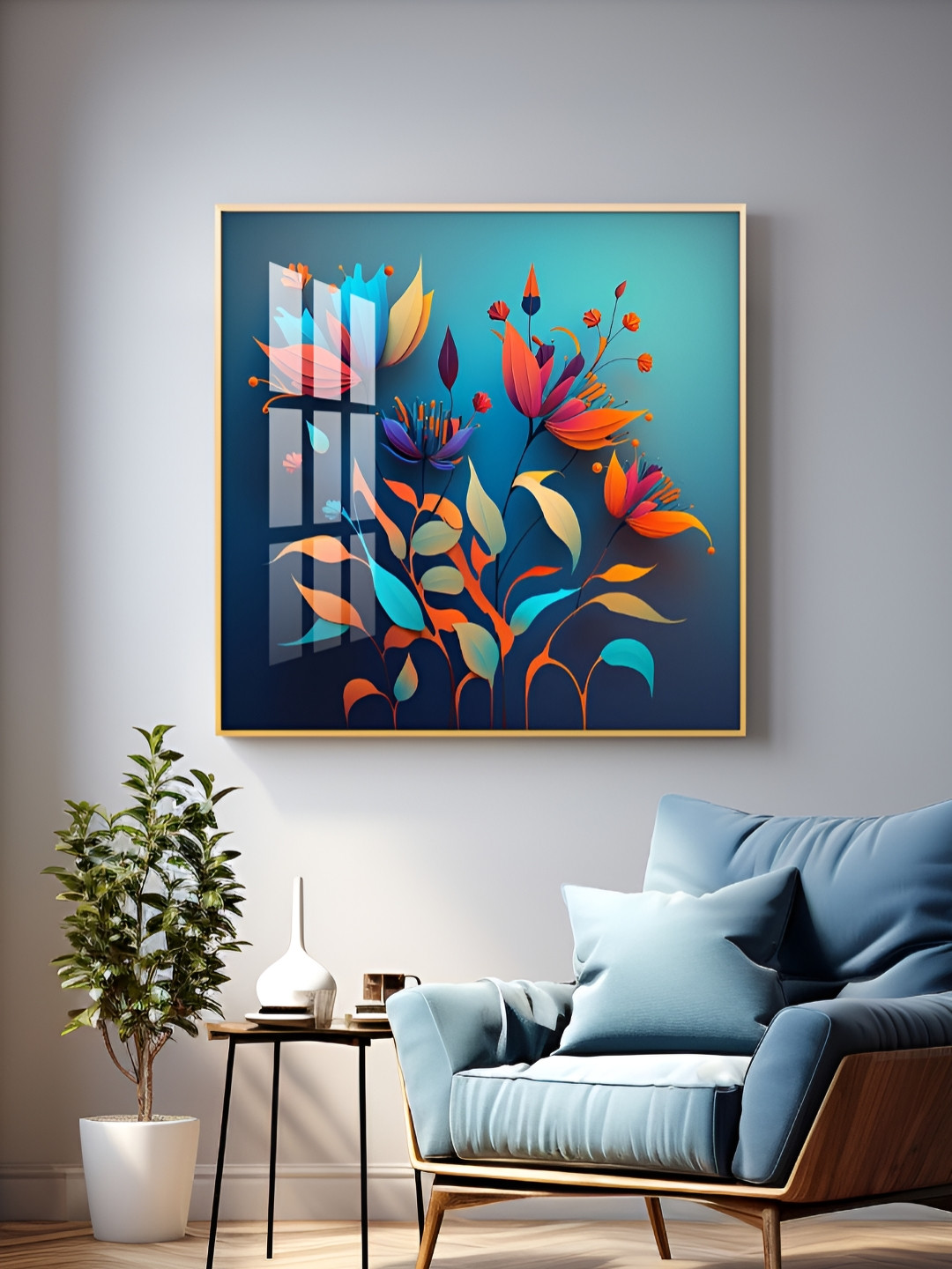 THE NEXT DECOR Shadowed Blooms Plastic Natural Elements Glossy Hall Wall Hangings-18In