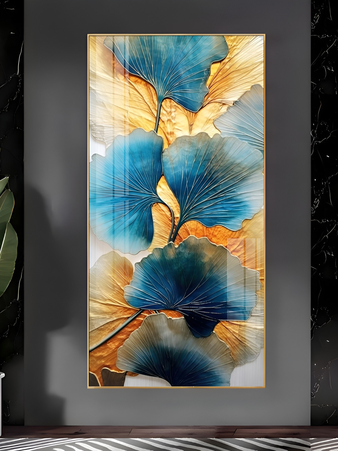 THE NEXT DECOR Noir Petal Plastic Natural Elements Glossy Hanging Hall Wall Hangings-24In