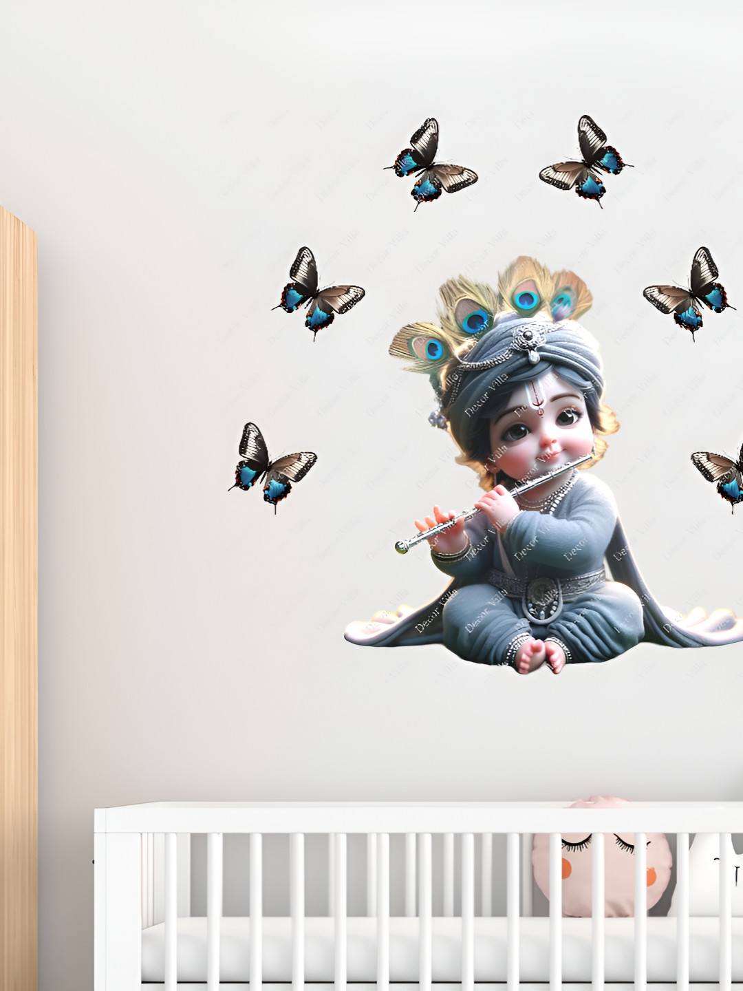 Decor Villa Multicolor Big Size Cute Krishna Wall Sticker