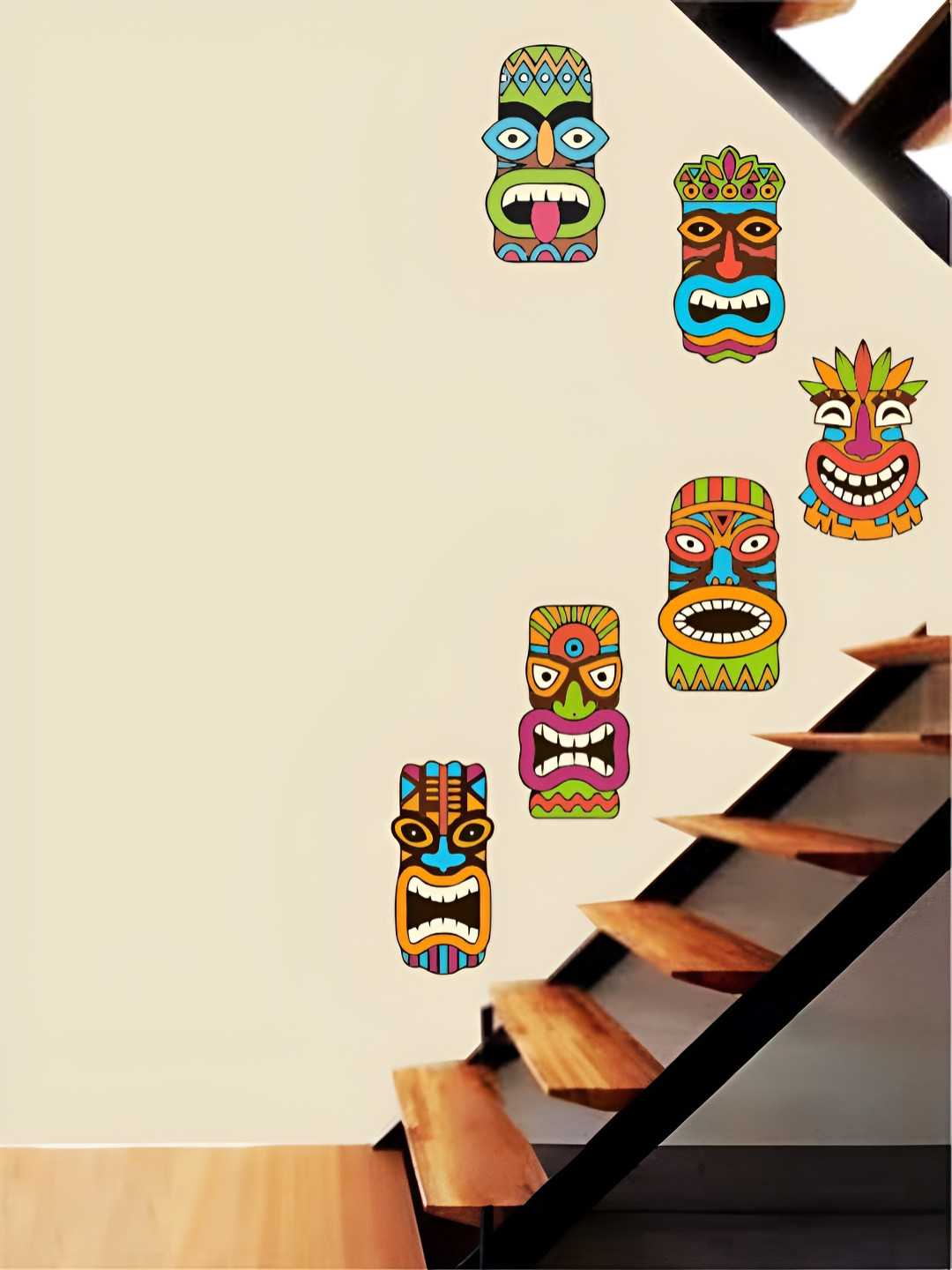 Decor Villa Multicolor Totem Faces Wall Sticker