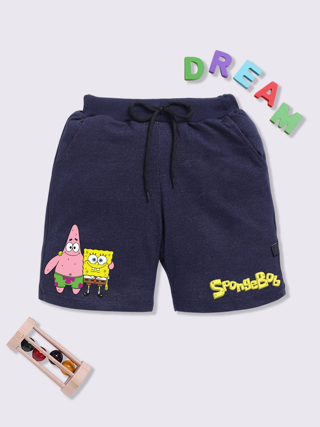 YK X Minute Mirth Boys Spongebob Printed Cotton Shorts