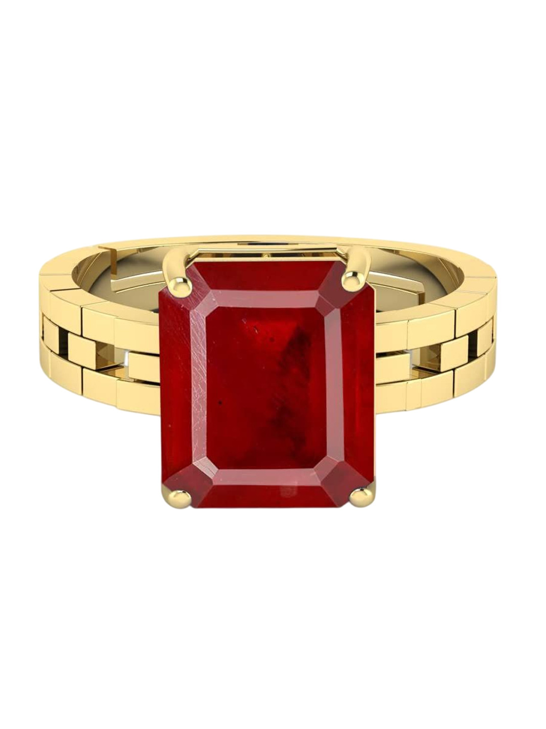 RRVGEM Ruby Gemstone Gold Plated Ring Adjustable Ring