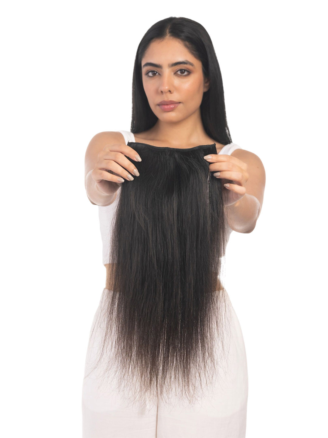 HAIRJOY 4 Clip In Straight Scalp Topper Hair Extension - Natural Black - 18 Inch