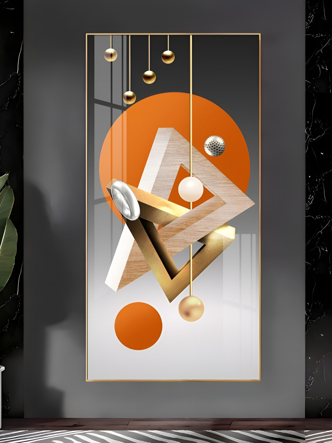 THE NEXT DECOR Triangular Geometry Plastic Glossy Hanging Hall Wall Hangings-24In