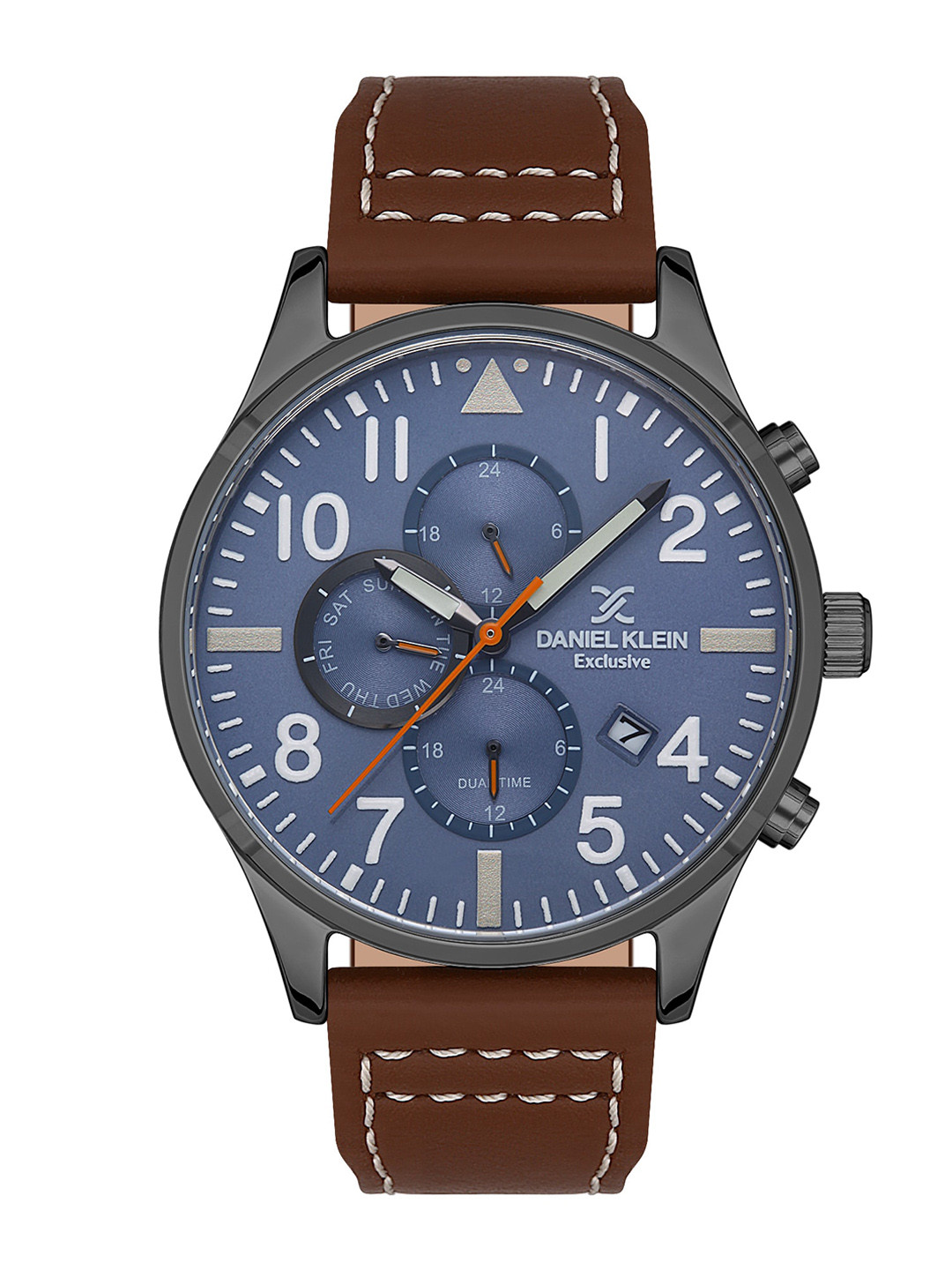 Daniel Klein Men Leather Straps Analogue Multi Function Watch DK 1 13389-4