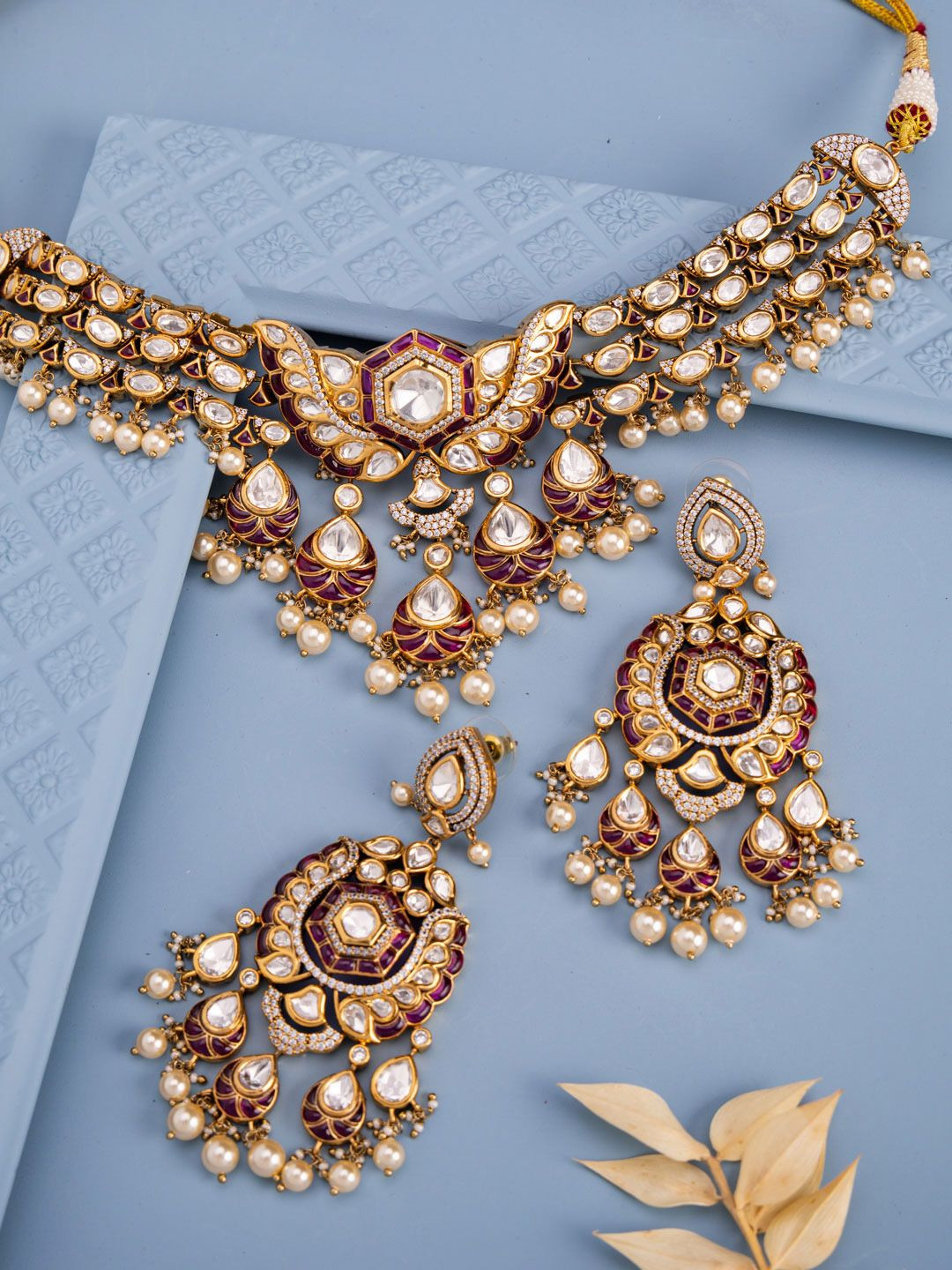 Kushal's Fashion Jewellery Victorian-Plated Kundan Studded & Beaded Ethnic Jewellery Set
