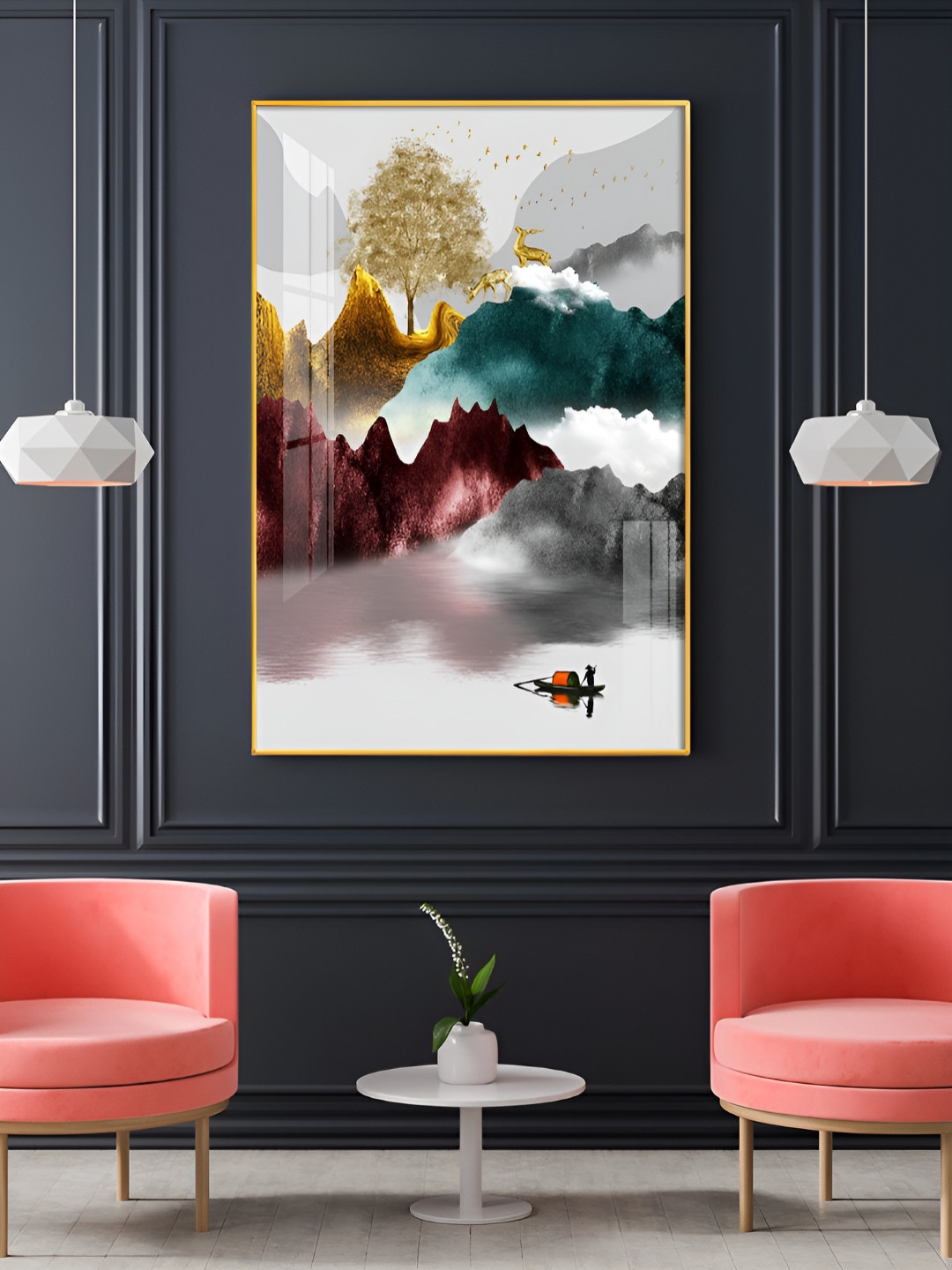 THE NEXT DECOR Mountain Serenity Plastic Glossy Hanging Hall Wall Hangings-18In