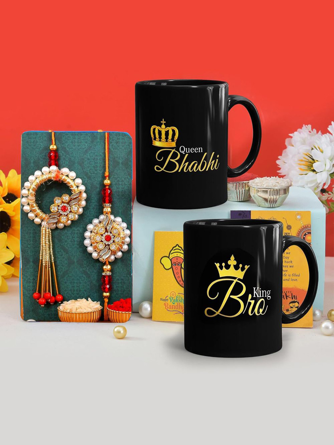 CraftVatika 6-Pcs Rakhi With Mug &Tilak With GreetingCard