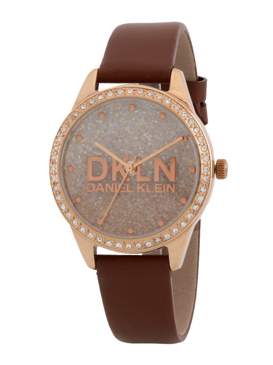 Daniel Klein Women Silver-Toned Embellished Leather Straps Analogue Watch DK 1 12562-4