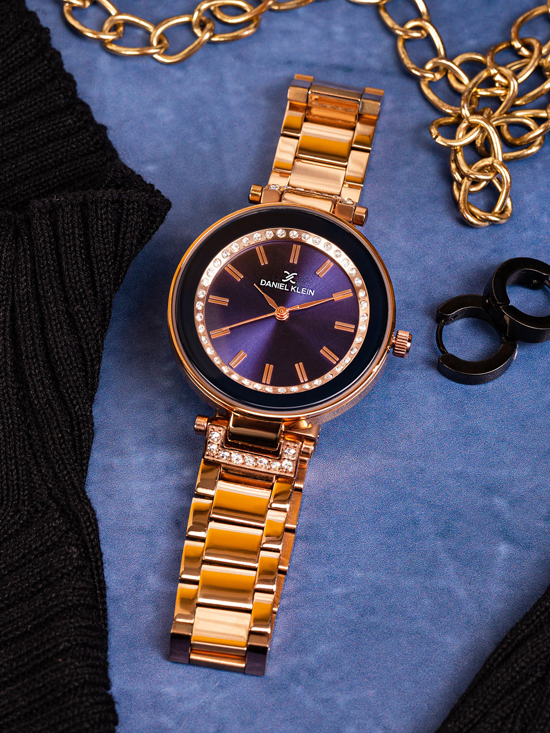 Daniel Klein Women Blue & Rose Gold Analogue Watch DK11368-6