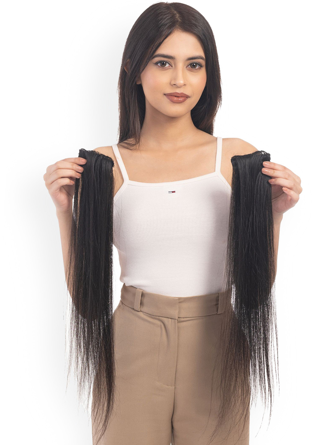 HAIRJOY Set Of 2 Clip In Straight Locks Hair Extension - Dark Brown - 20 In