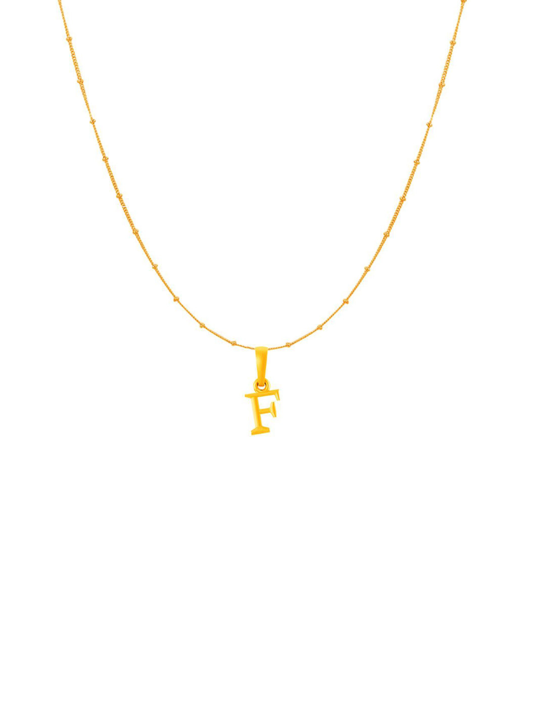 AKSHAT SAPPHIRE 92.5 Silver 22KT Gold Plated F Alphabet Pendant With Ball Chain
