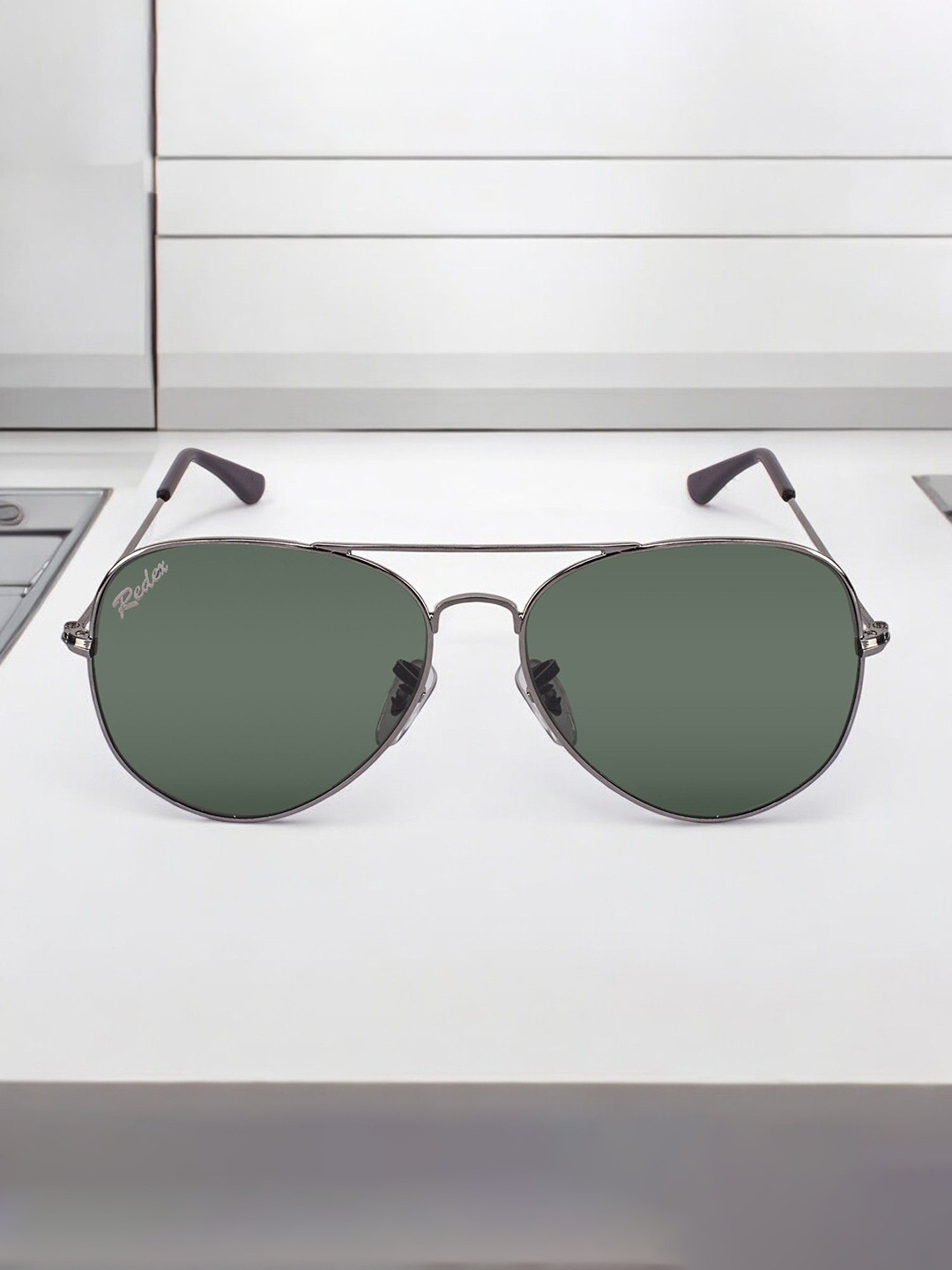 REDEX Unisex Green Lens Aviator Sunglasses With Protected Lens
