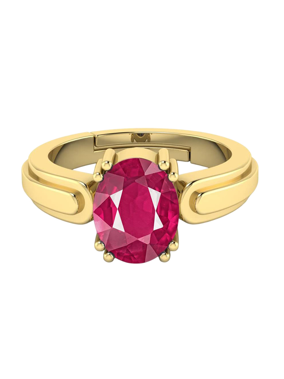 RRVGEM 7.25 Ratti 6.40 KT Ruby Loose Gemstone Gold Plated Adjustable Ring