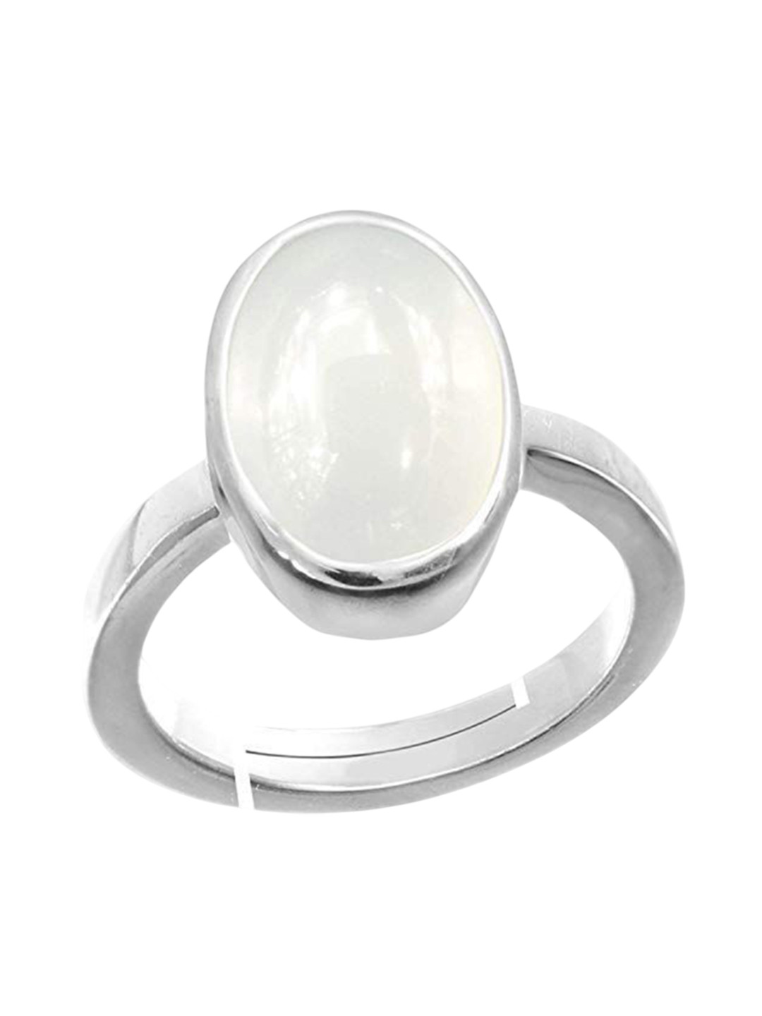 RRVGEM 9.25 KT Unheated Untreated Silver Plated Rainbow Moonstone Ring Ring