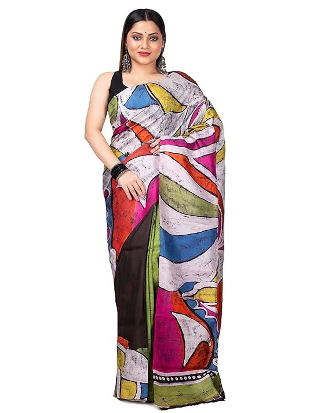 3 Stones Abstract Printed Khadi Saree