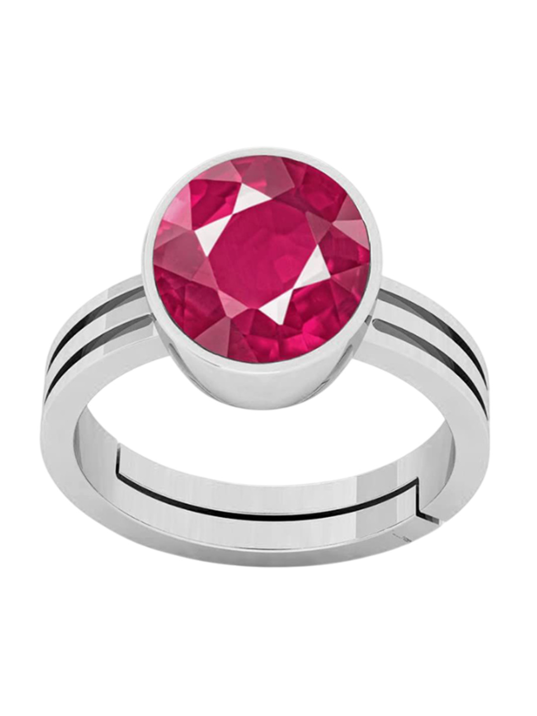 RRVGEM RUBY Ring 10.50 KT Ruby Ring Silver Plated Adjustable Ring Astrological A